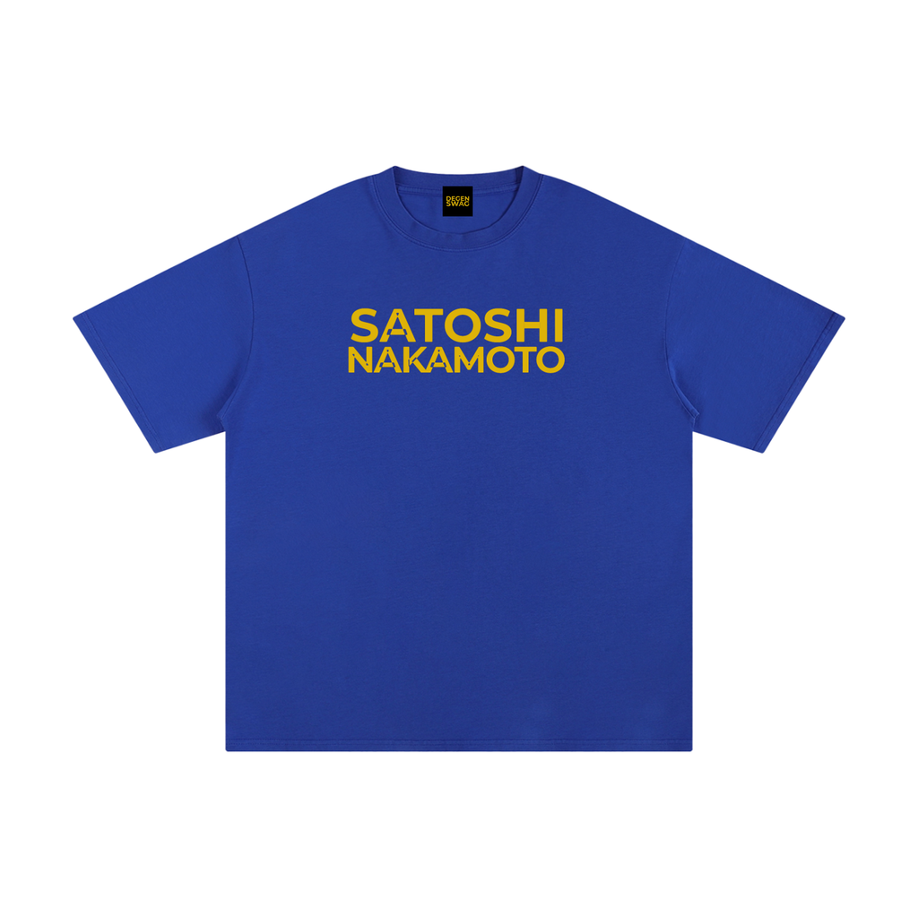 Satoshi Unisex Pure Cotton T-Shirt Gold Print - Degen Swag