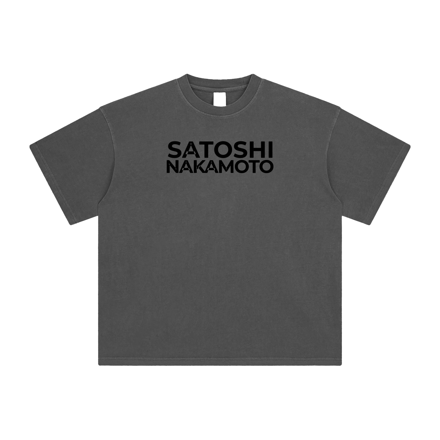 Satoshi Enzyme Washed T-Shirt Black Print - Degen Swag