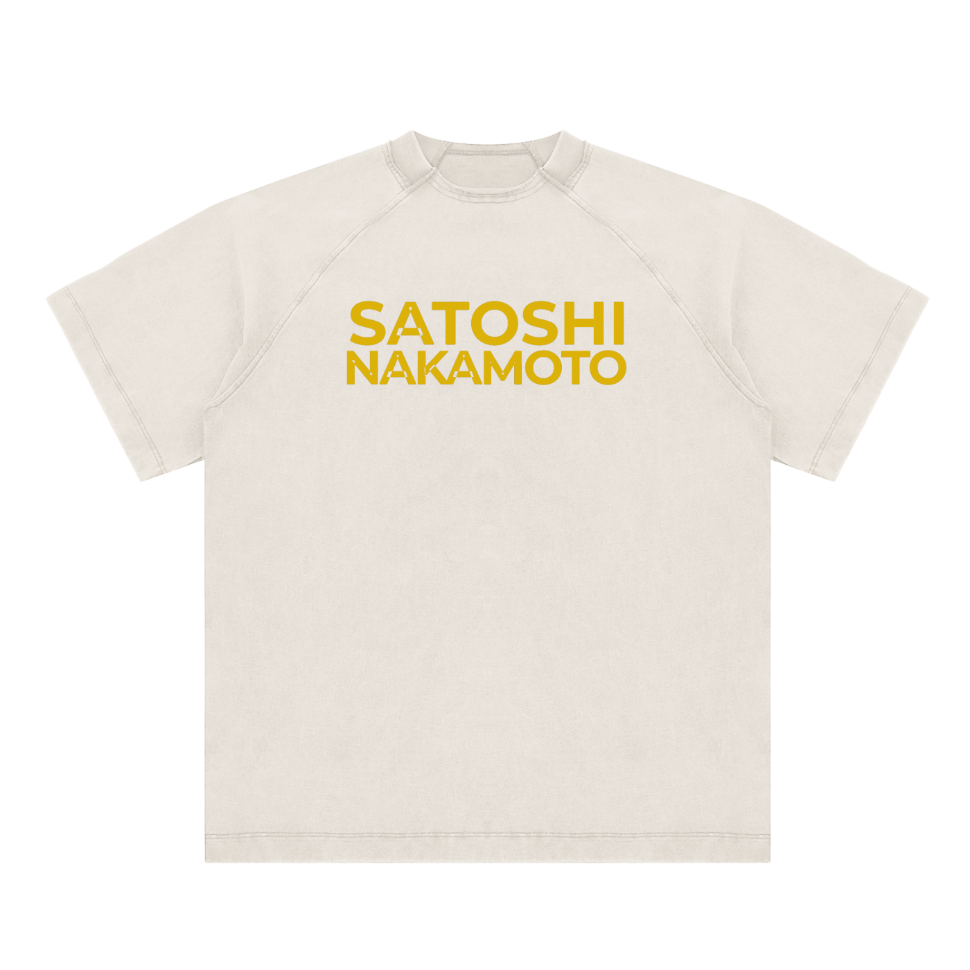 Satoshi Vintage Washed Cotton T-Shirt Gold Print - Degen Swag
