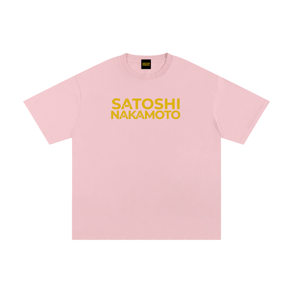 Satoshi Unisex Pure Cotton T-Shirt Gold Print - Degen Swag