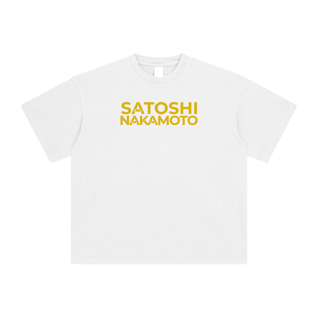 Satoshi Enzyme Washed T-Shirt Gold print - Degen Swag