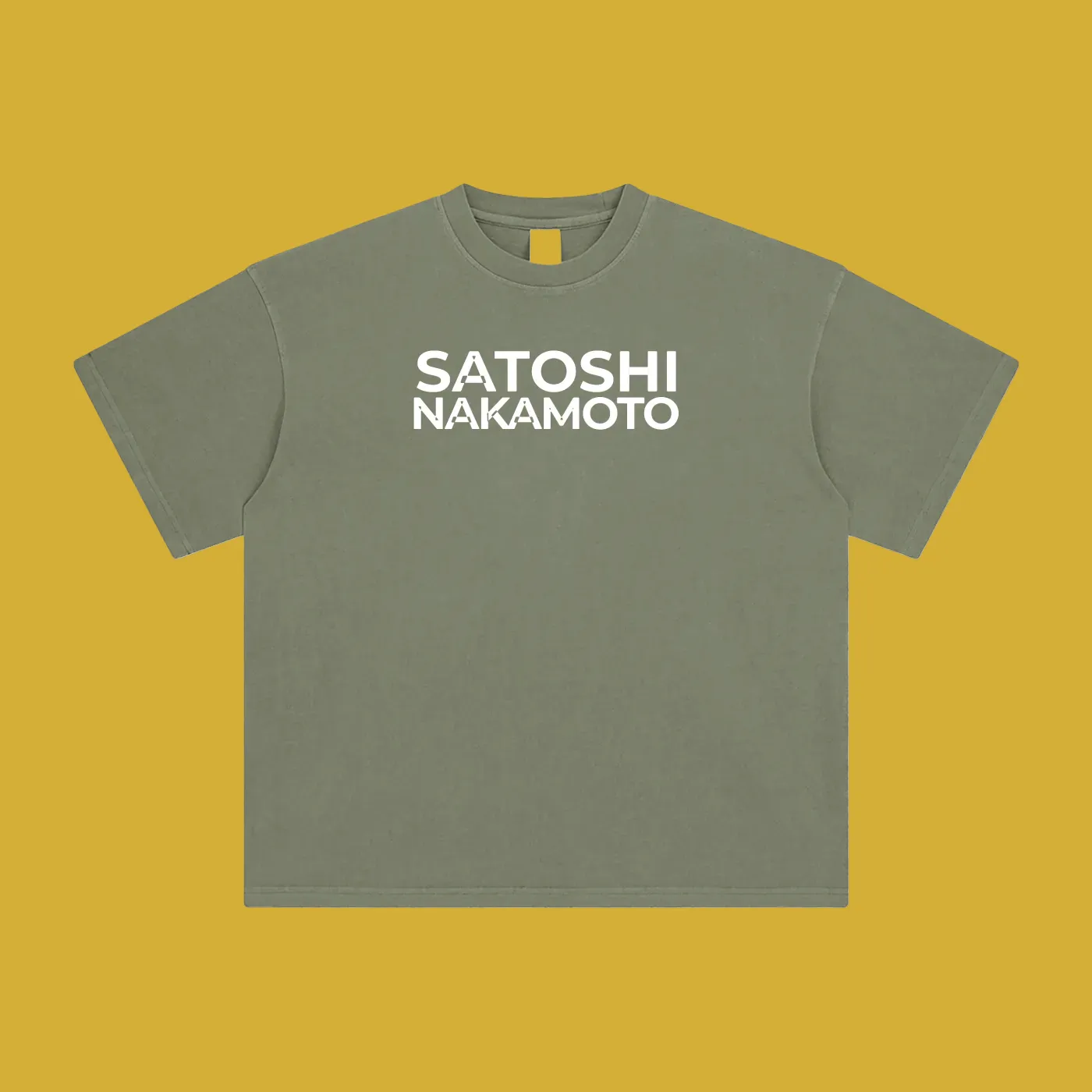 Satoshi Enzyme Washed T-Shirt White Print - Degen Swag