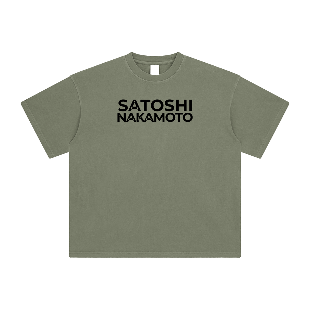 Satoshi Enzyme Washed T-Shirt Black Print - Degen Swag