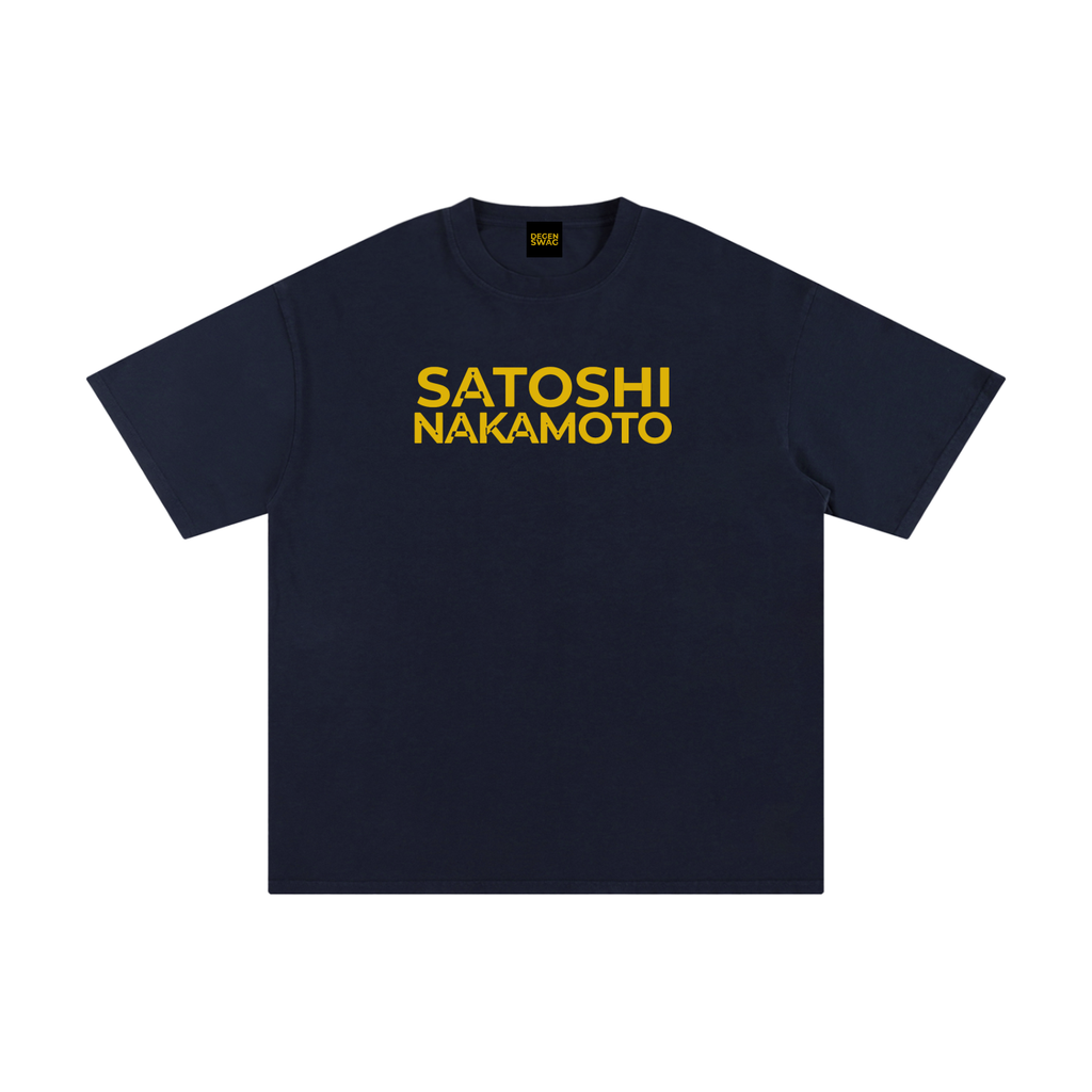 Satoshi Unisex Pure Cotton T-Shirt Gold Print - Degen Swag