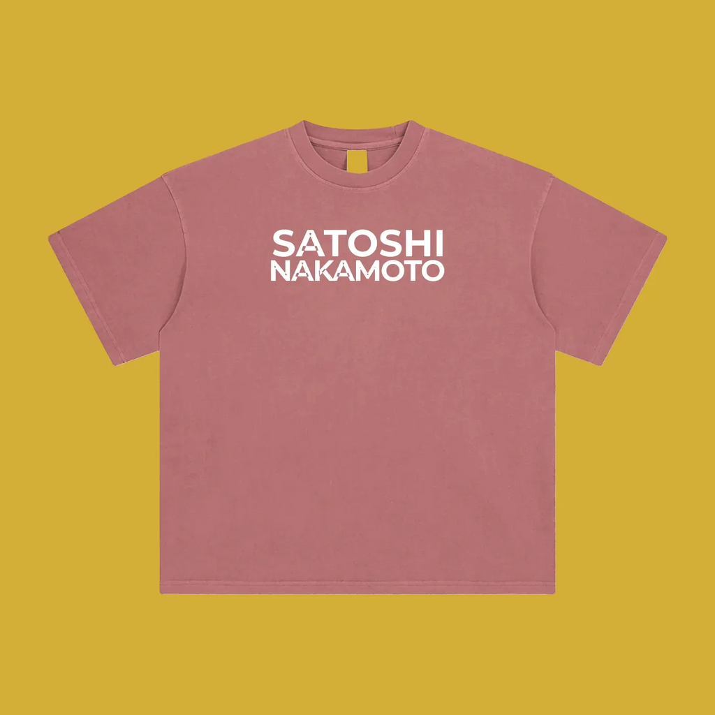 Satoshi Enzyme Washed T-Shirt White Print - Degen Swag