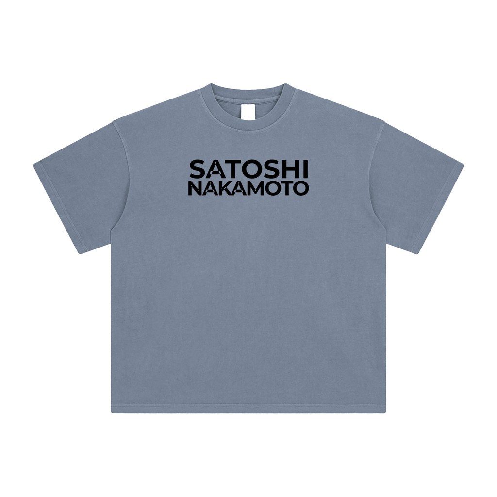 Satoshi Enzyme Washed T-Shirt Black Print - Degen Swag