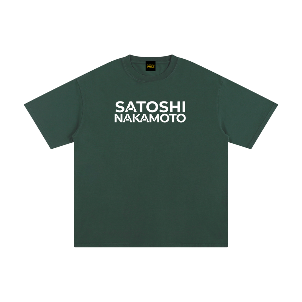 Satoshi Unisex Pure Cotton T-Shirt White Print - Degen Swag