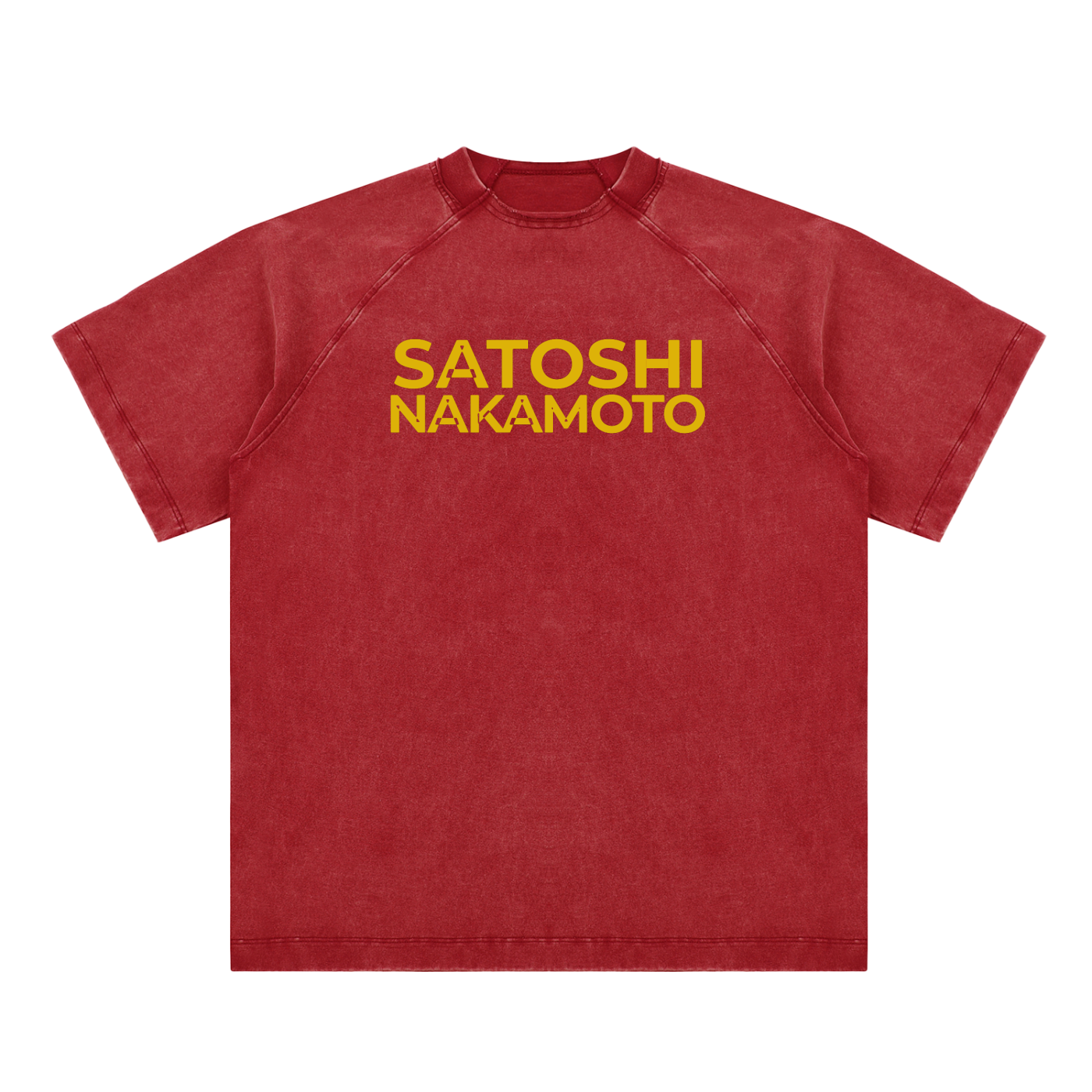 Satoshi Vintage Washed Cotton T-Shirt Gold Print - Degen Swag