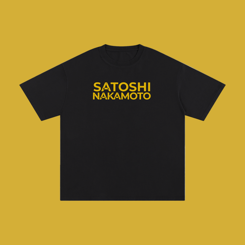 Satoshi Unisex Pure Cotton T-Shirt Gold Print - Degen Swag