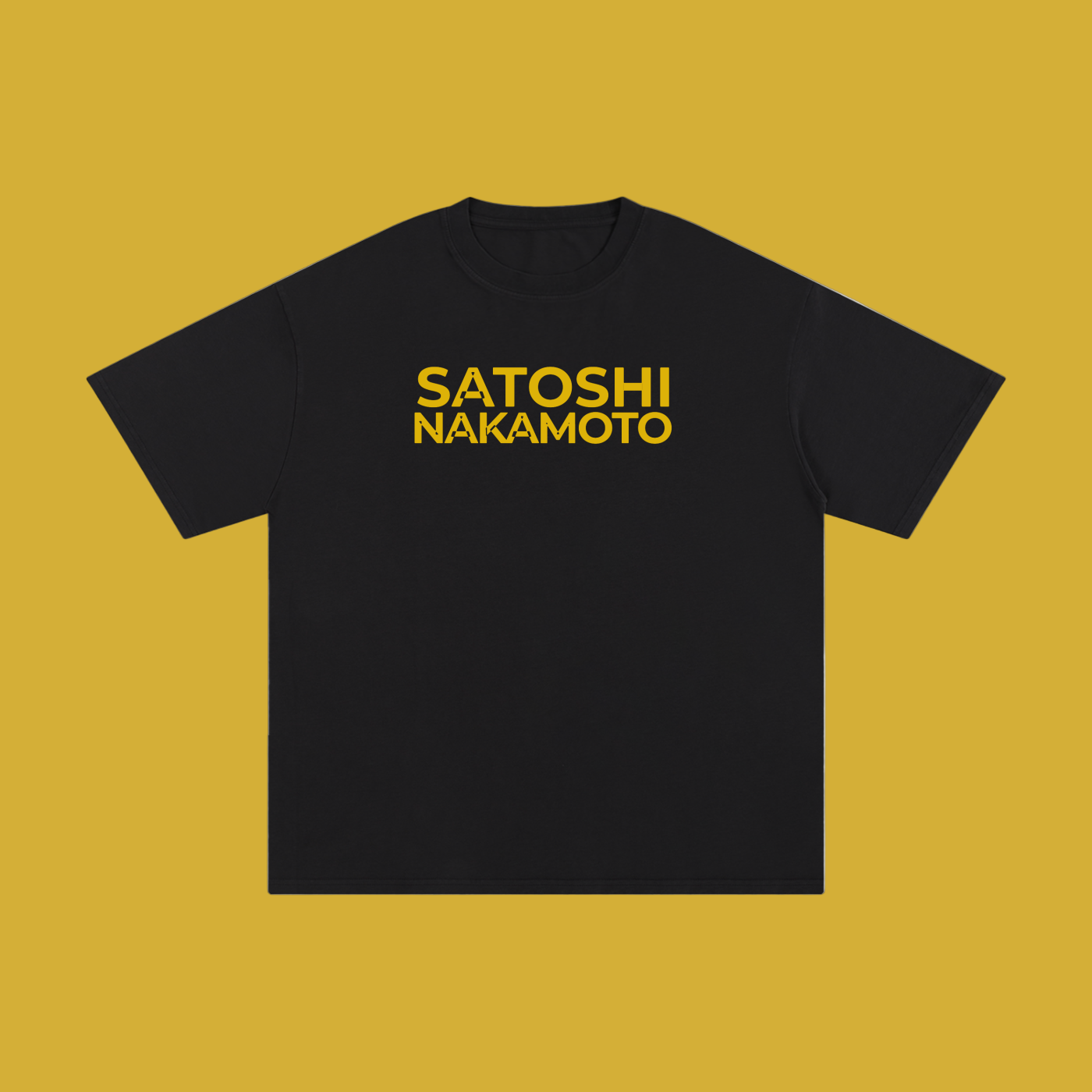 Satoshi Unisex Pure Cotton T-Shirt Gold Print - Degen Swag
