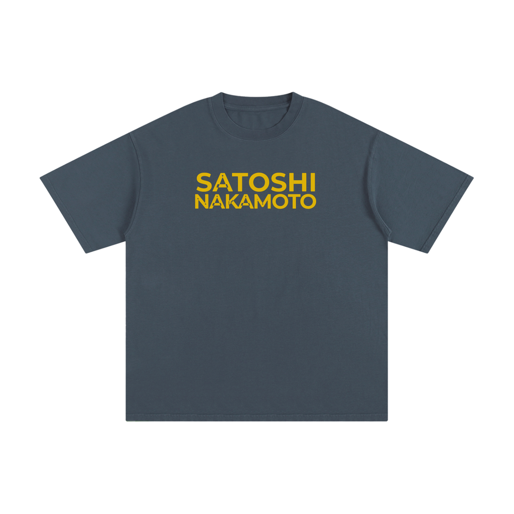 Satoshi Unisex Pure Cotton T-Shirt Gold Print - Degen Swag