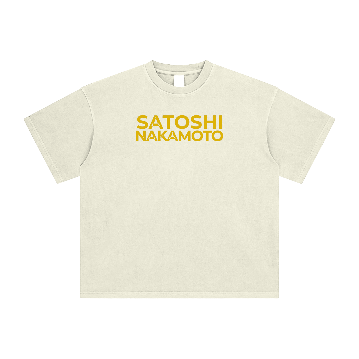 Satoshi Enzyme Washed T-Shirt Gold print - Degen Swag