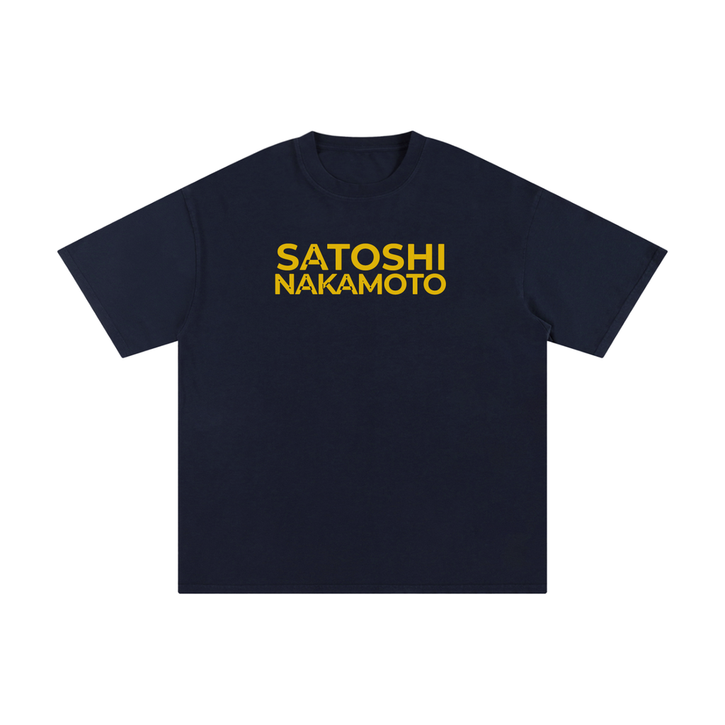 Satoshi Unisex Pure Cotton T-Shirt Gold Print - Degen Swag