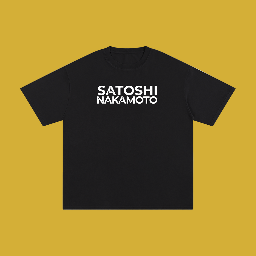 Satoshi Unisex Pure Cotton T-Shirt White Print - Degen Swag