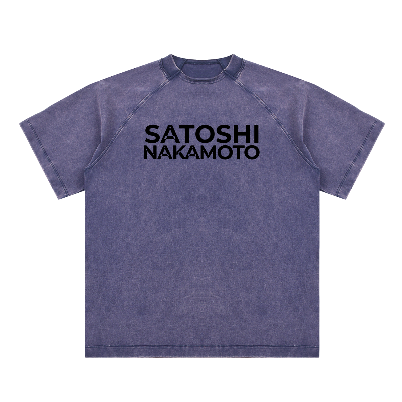 Satoshi Vintage Washed Cotton T-Shirt Black Print - Degen Swag