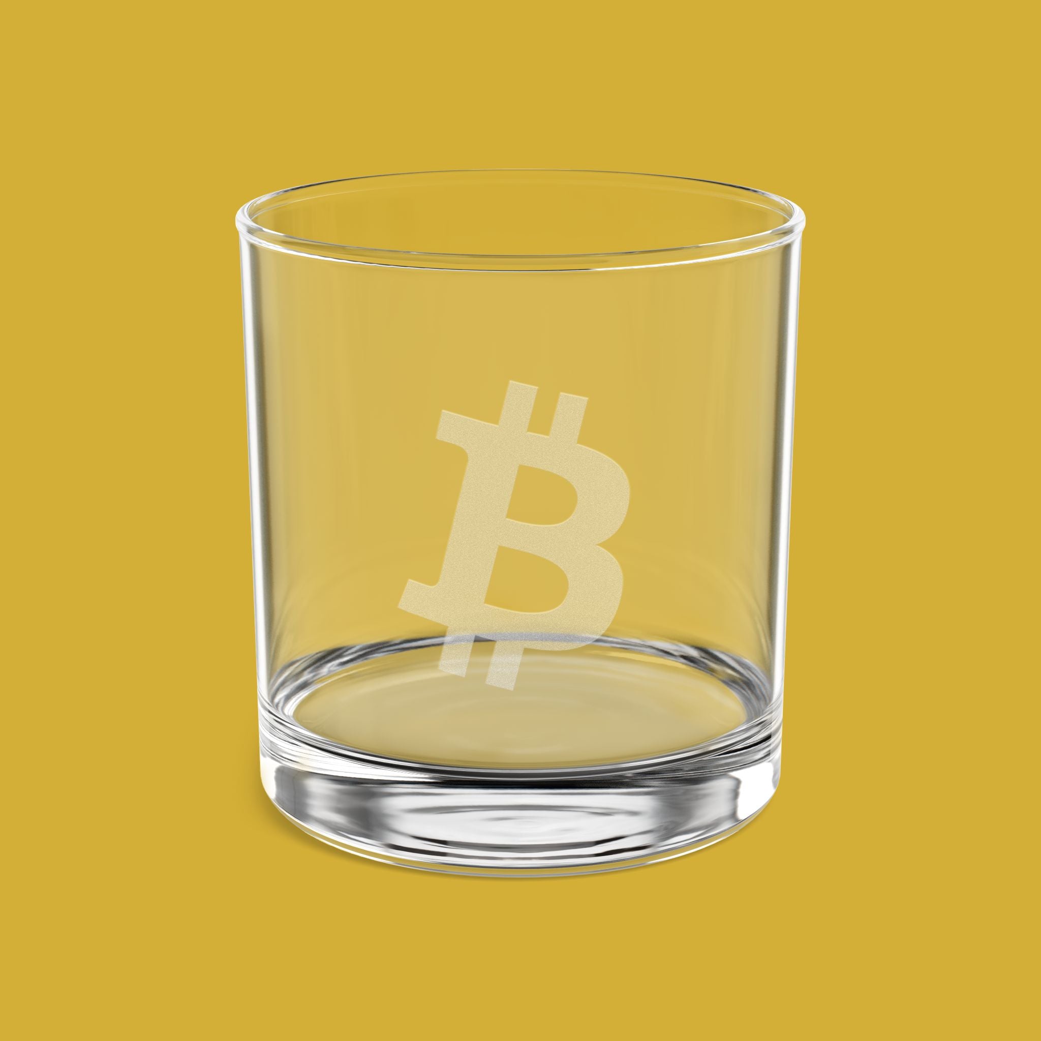 Bitcoin Etched Rocks Glass Frosted Print - Degen Swag
