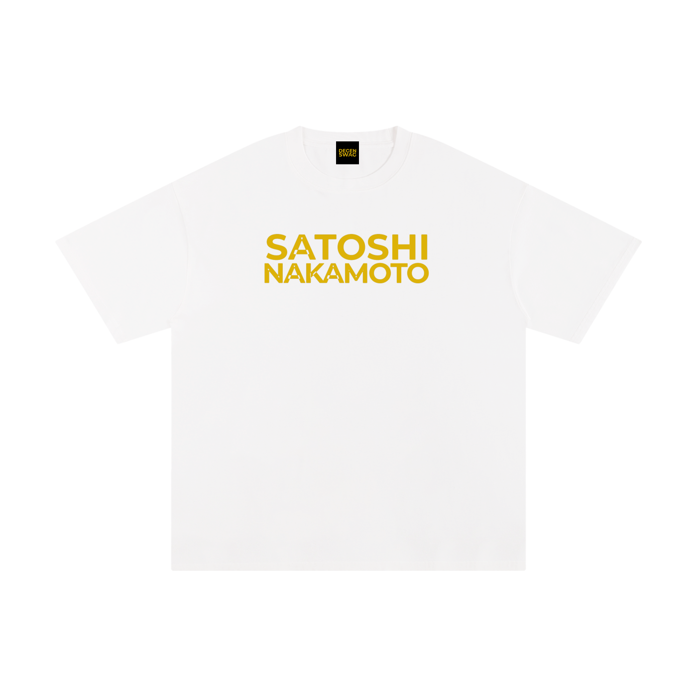 Satoshi Unisex Pure Cotton T-Shirt Gold Print - Degen Swag