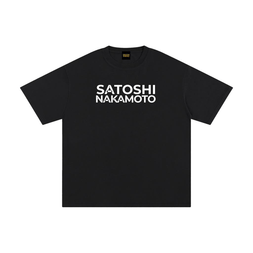 Satoshi Unisex Pure Cotton T-Shirt White Print - Degen Swag