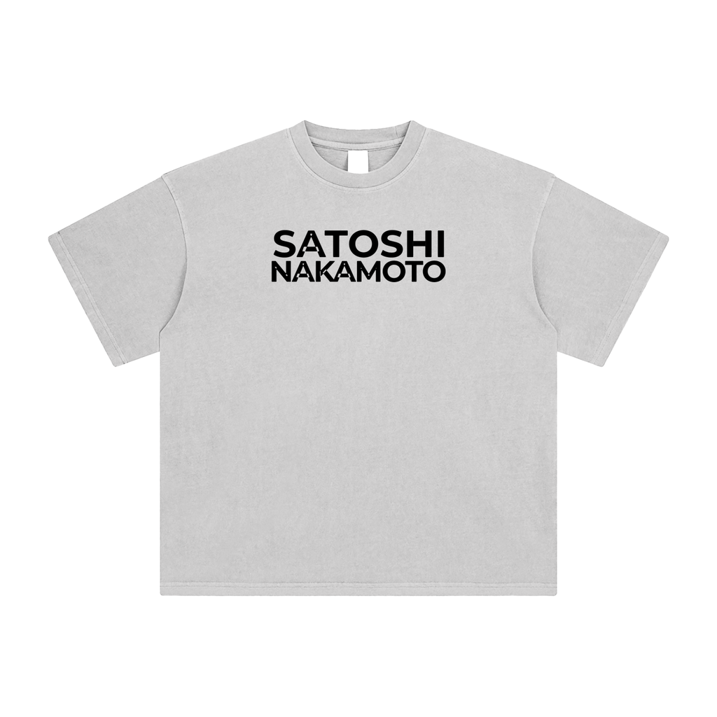 Satoshi Enzyme Washed T-Shirt Black Print - Degen Swag