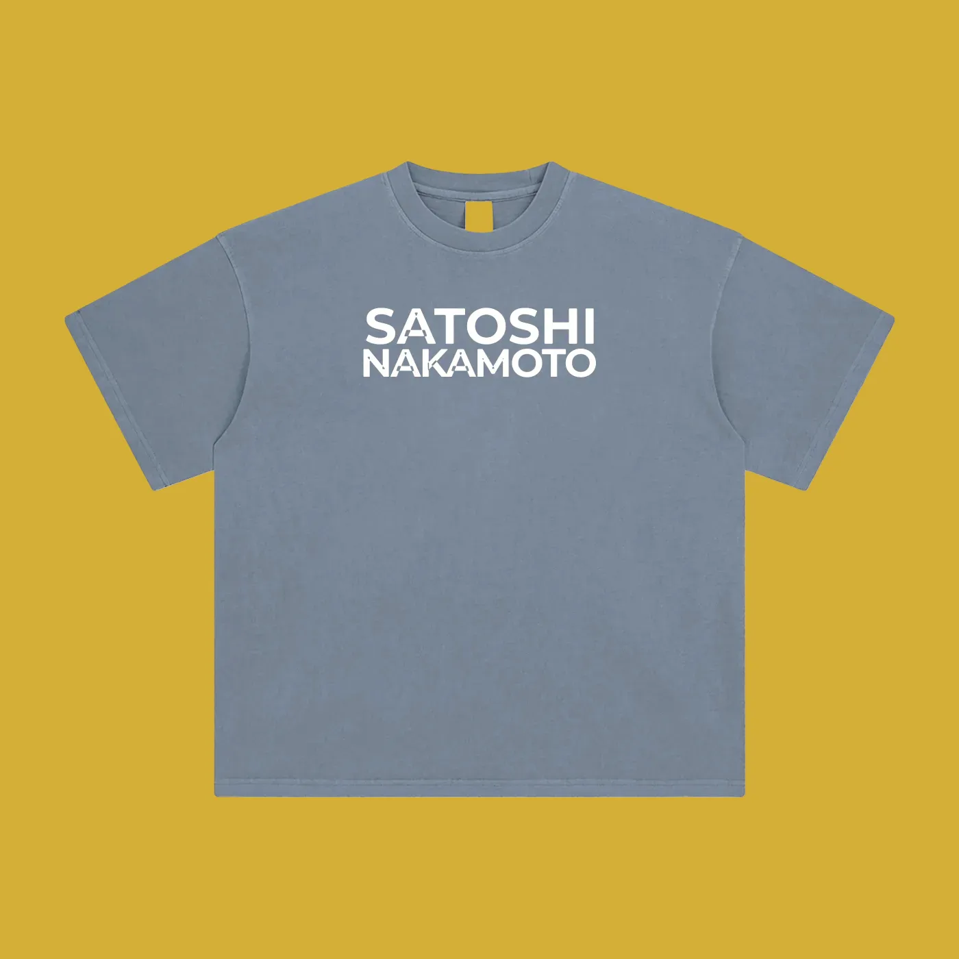 Satoshi Enzyme Washed T-Shirt White Print - Degen Swag