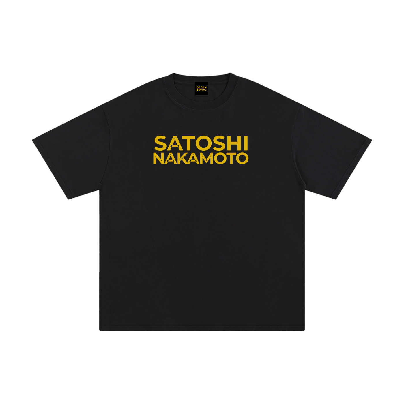 Satoshi Unisex Pure Cotton T-Shirt Gold Print - Degen Swag