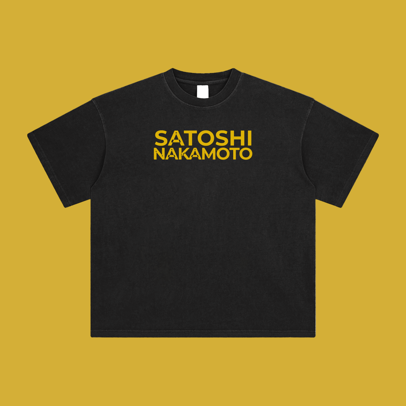 Satoshi Enzyme Washed T-Shirt Gold print - Degen Swag