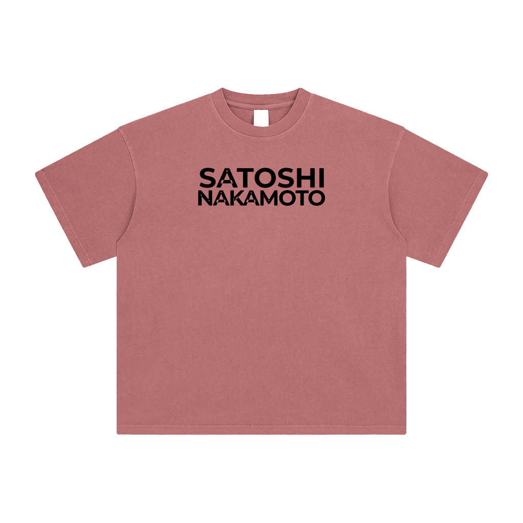 Satoshi Enzyme Washed T-Shirt Black Print - Degen Swag