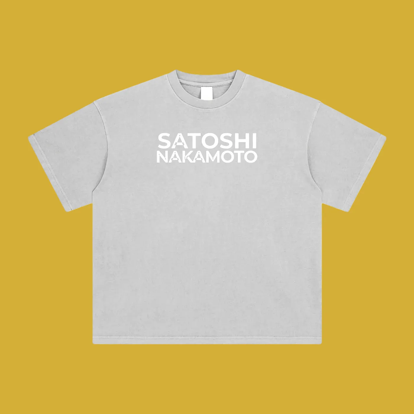 Satoshi Enzyme Washed T-Shirt White Print - Degen Swag