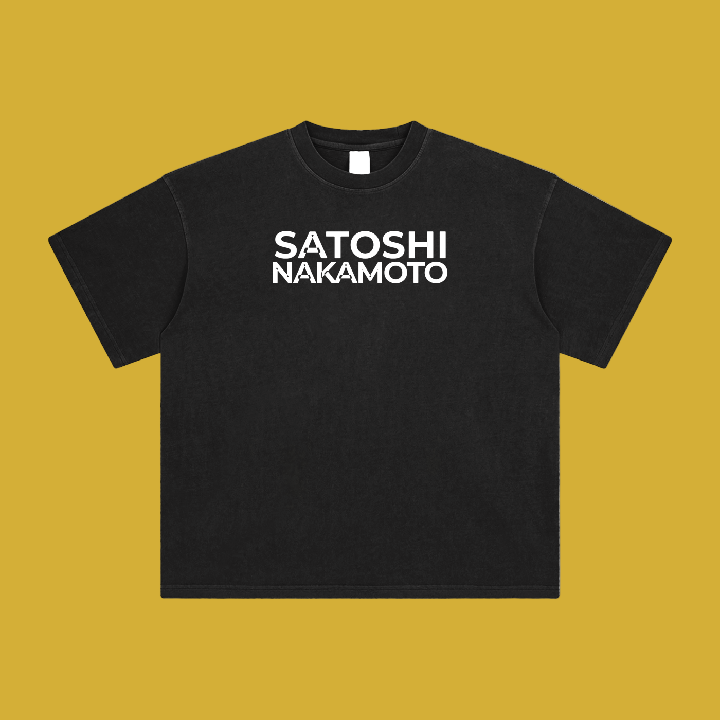 Satoshi Enzyme Washed T-Shirt White Print - Degen Swag