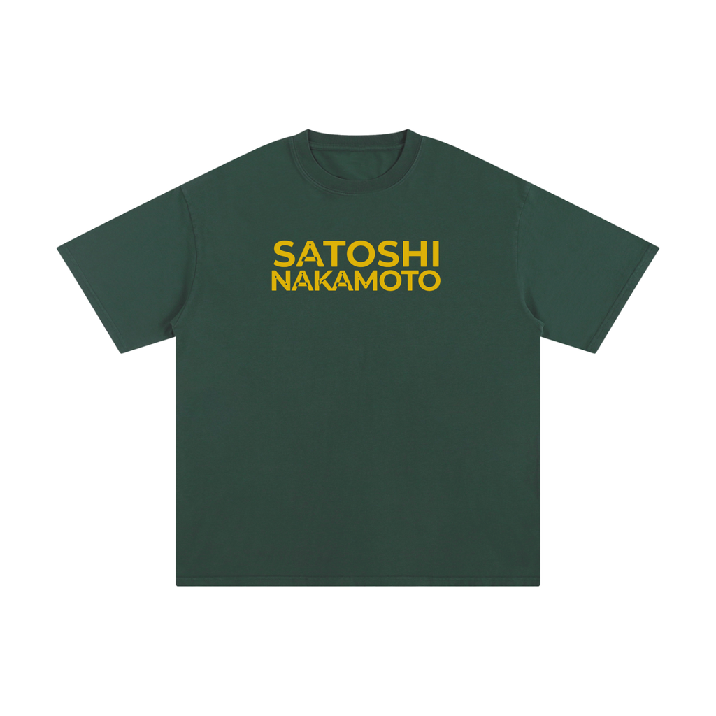 Satoshi Unisex Pure Cotton T-Shirt Gold Print - Degen Swag