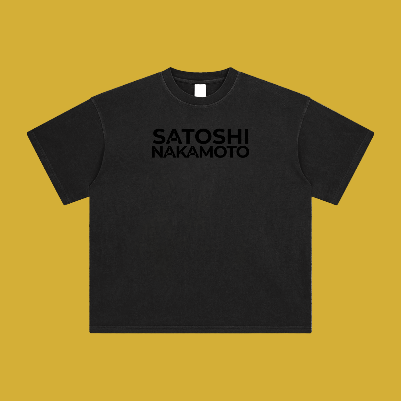 Satoshi Enzyme Washed T-Shirt Black Print - Degen Swag