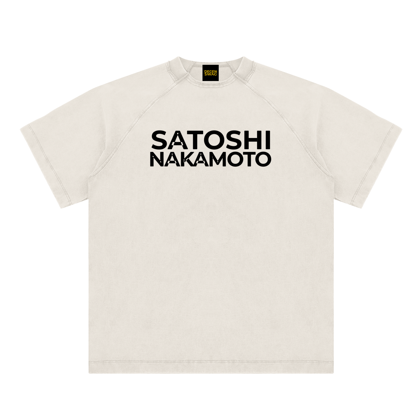Satoshi Vintage Washed Cotton T-Shirt Black Print - Degen Swag
