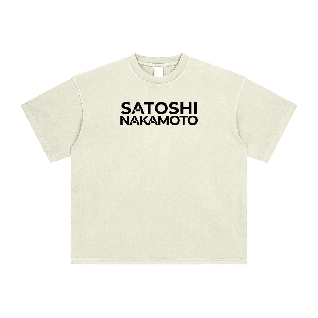 Satoshi Enzyme Washed T-Shirt Black Print - Degen Swag