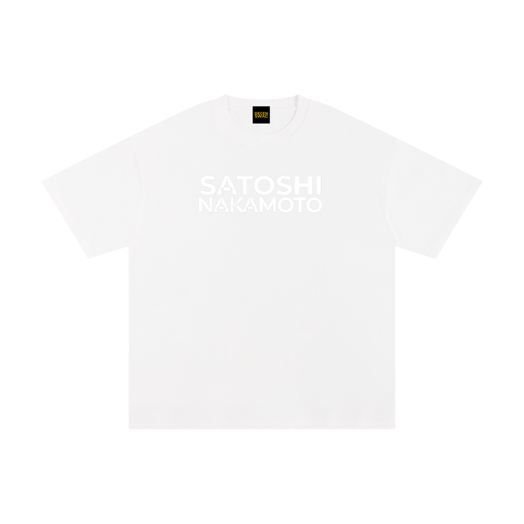Satoshi Unisex Pure Cotton T-Shirt White Print - Degen Swag