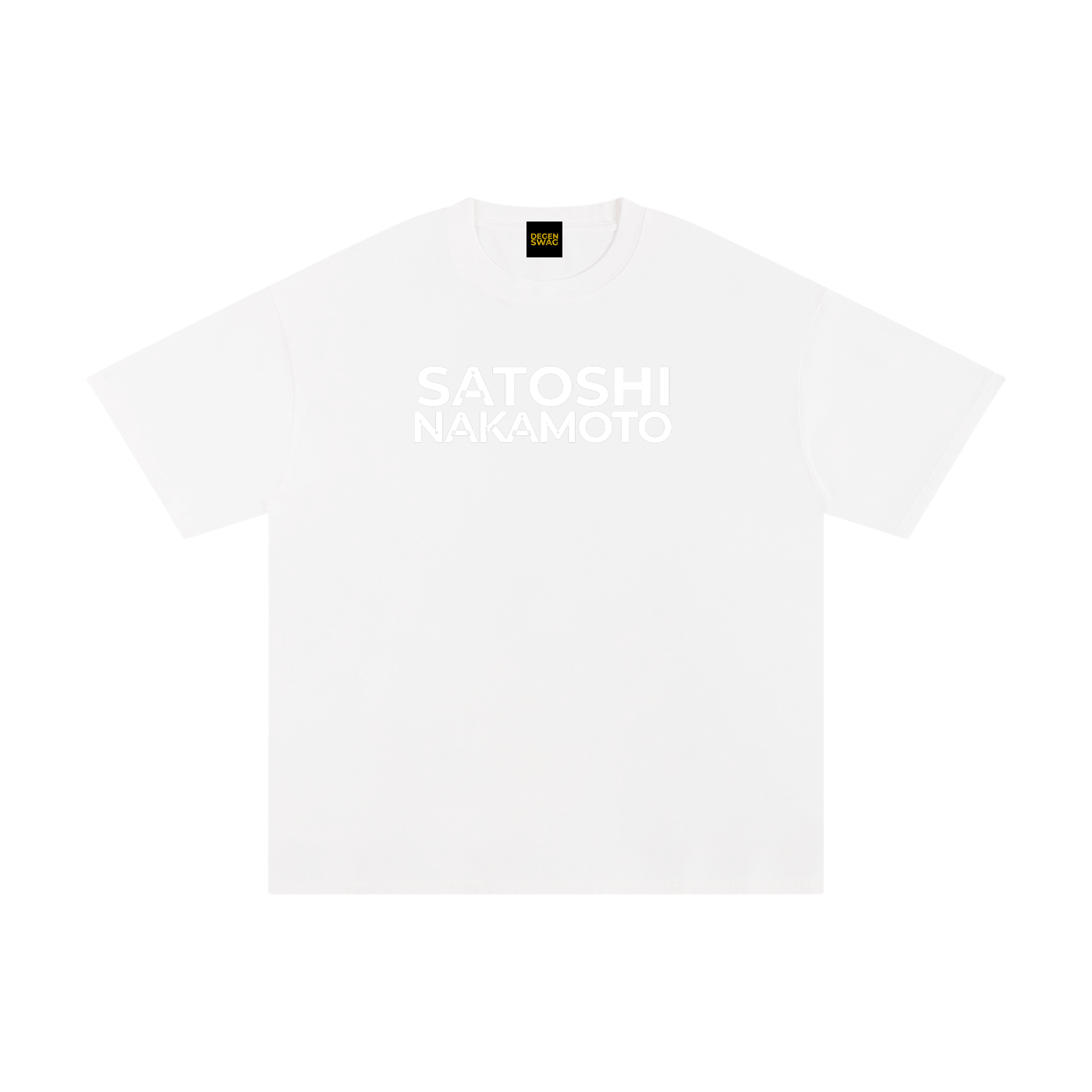 Satoshi Unisex Pure Cotton T-Shirt White Print - Degen Swag
