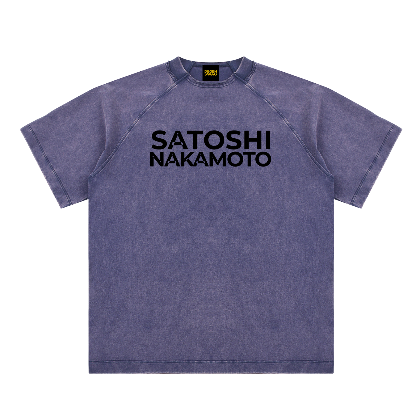 Satoshi Vintage Washed Cotton T-Shirt Black Print - Degen Swag
