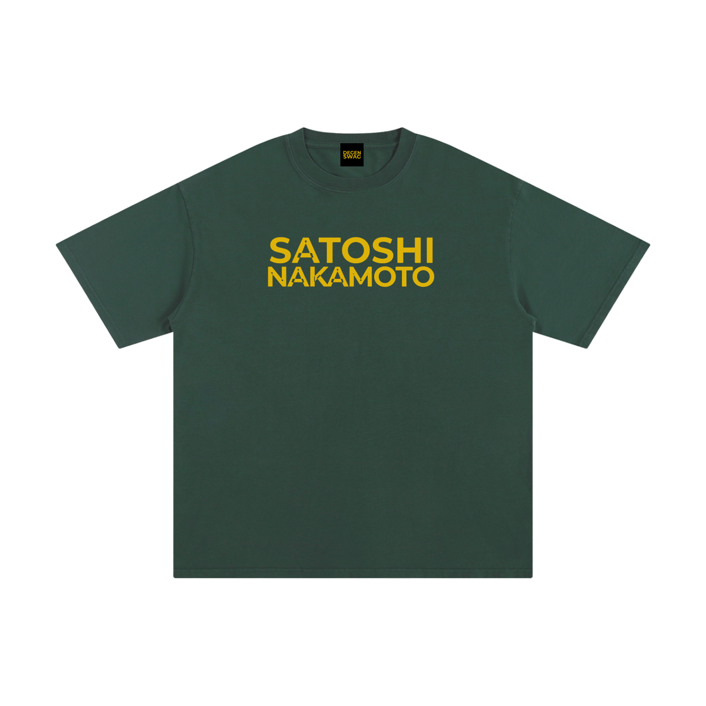 Satoshi Unisex Pure Cotton T-Shirt Gold Print - Degen Swag